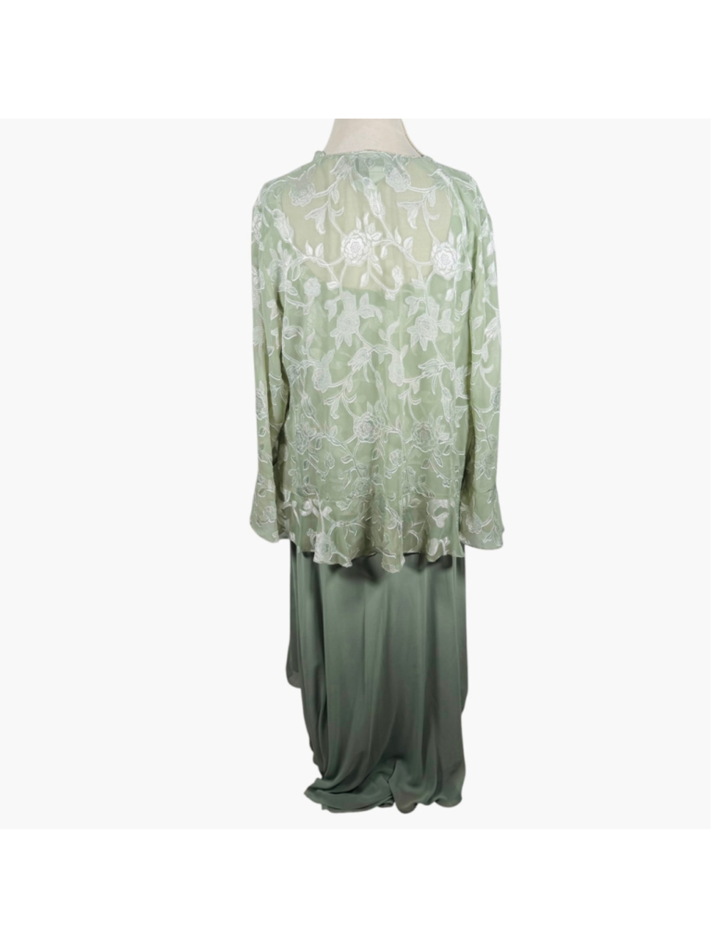 Alex Evenings Mother of the Bride Twin Skirt Set Green Embroidered Chiffon 1X - Picture 11 of 14